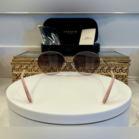 Coach - NWOT - Shiny Rose Gold Sunglasses - Purple Gradient Lenses, Pink Tips main image 16